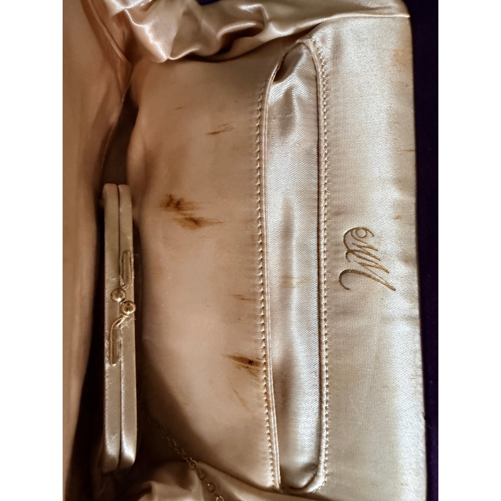 Vintage Morris Moskowitz Purple Satin Evening Bag 1950s Rhinestone Clasp Handbag - Picture 7 of 8